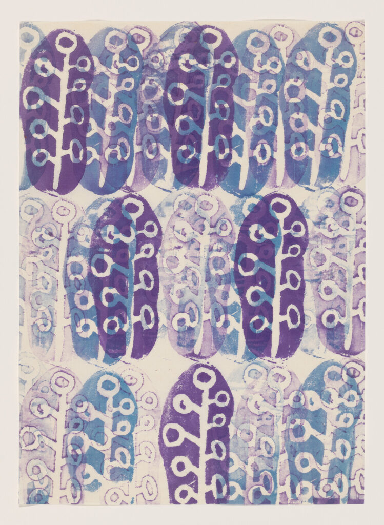Ruth Asawa Untitled (SF.045c, Potato Print – Branches, Purple/Blue) c. 1951–1952